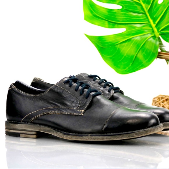 Bed Stu Repeal Derby Black Leather Cap Toe Dress